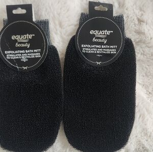 NEW Equate Black Exfoliating Bath Gloves